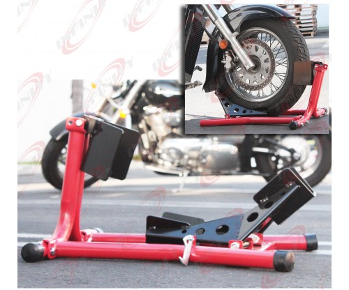   Motorcycle Sport Bike Crusiser Locking Front Wheel Chock Mount Hold Stand